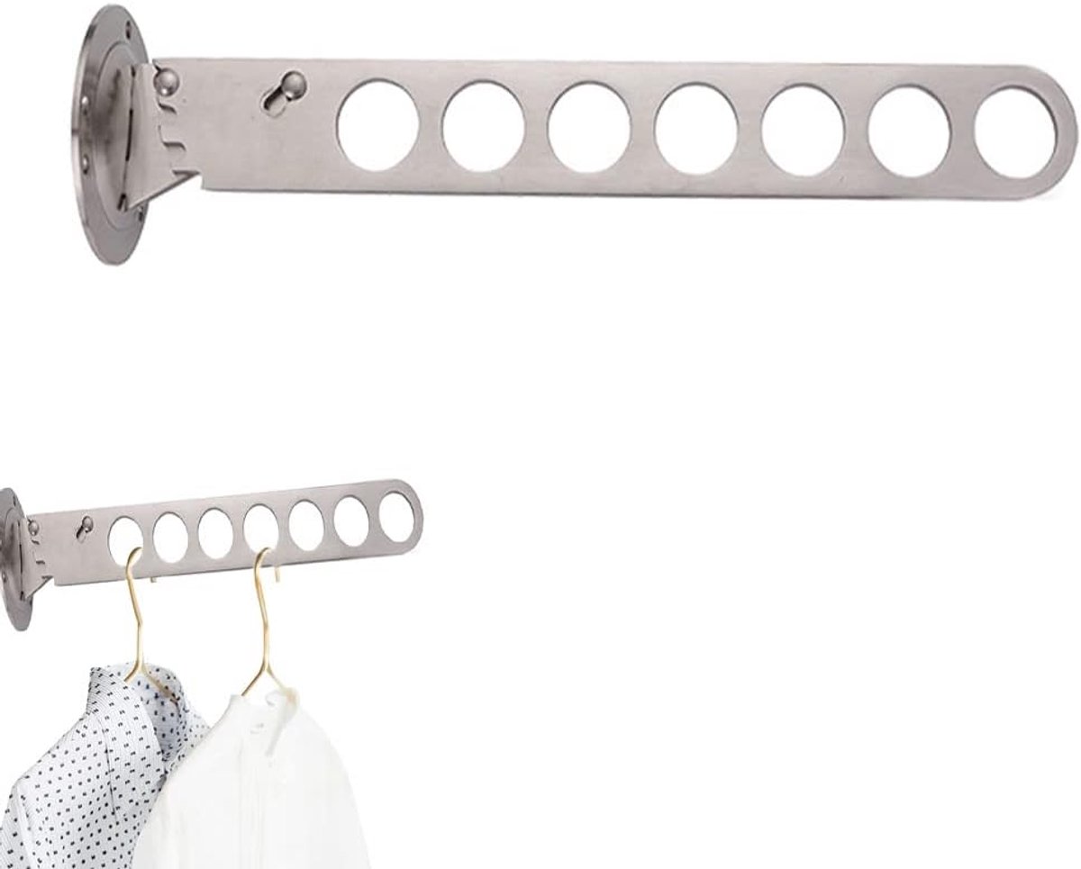 Stalen kledingventilator, kledinghaken, kledinghanger voor wandmontage opvouwbaar, kledinghanger van roestvrij staal voor aan de muur, kledingrek, kledinghaken, voor slaapkamer, badkamer,