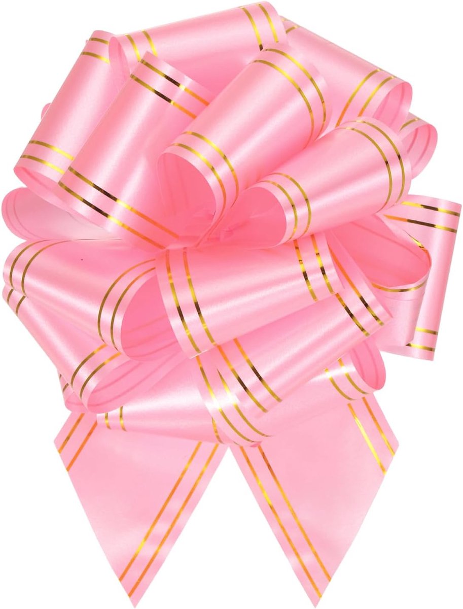 Strikken, metallic, roze, met gouden rand, voor bruiloftsmanden, kerstcadeaus