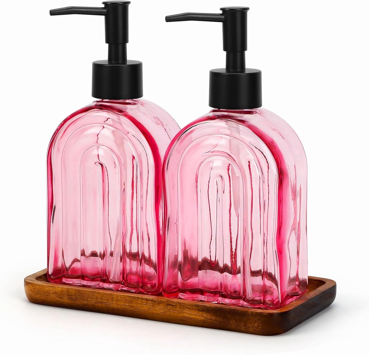Zeepdispenser glas 2 stuks 400 ml ROZE