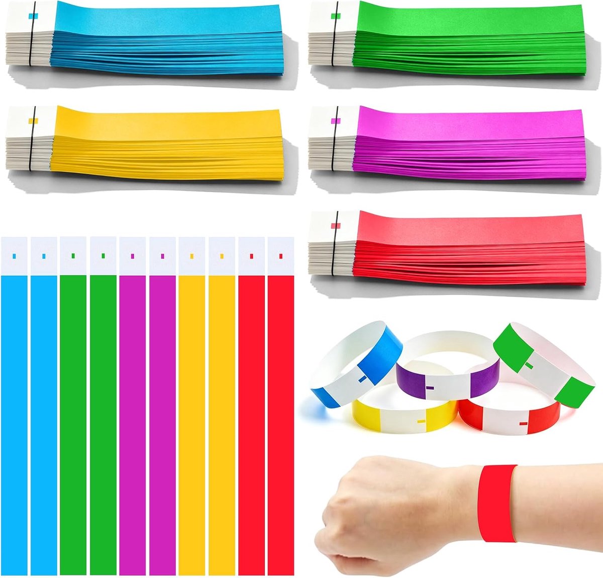 1000 stuks toegangsbanden, festivalbanden, 7 kleuren, festivalarmbanden, waterdichte toegangsbanden voor evenementen, festivals, concerten, speelplaatsen, feestjes