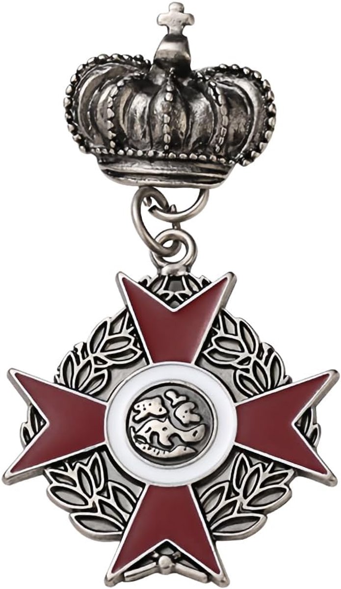 Gespen Broche Kroon Medaille Badge Legering Vintage Revers Pin Orde Badge Voor Vrouwen Mannen Kostuum Decoratie (1 stuk), Metaal