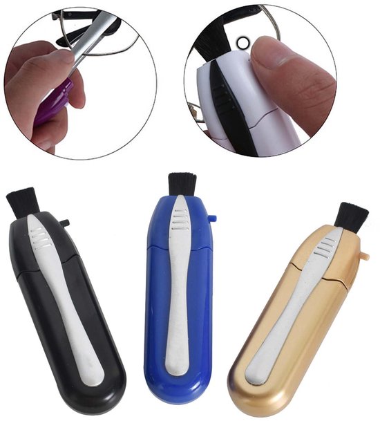 3 stuks brillenborstels, draagbare lensreiniger, mini-glazen, zachte borstel-reinigingsclip, reinigingsborstel van koolstofmicrovezel, voor brillen voor brillen en zonnebrillen — afbeelding 3