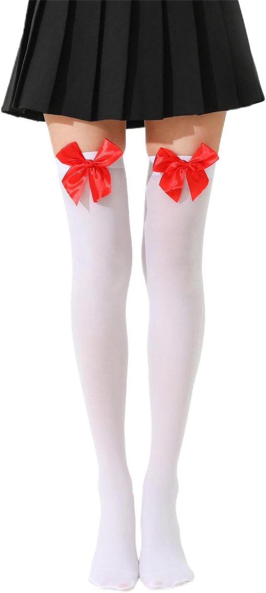 Kousen met Satijnen Strikken, Lange Zachte en Comfortabele Kousen voor Dames, Veelzijdige Accessoires voor Dagelijks Gebruik, Valentijnsdag en Feestjes
