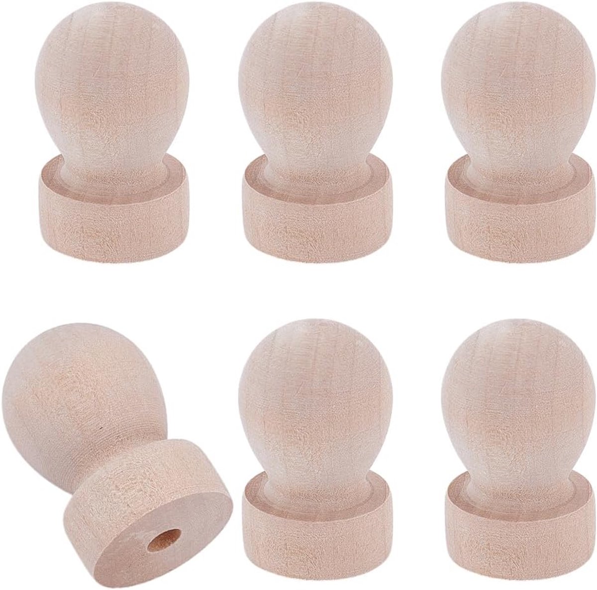 Houten stempels met ronde handgreep, 25 mm, houten knoppen, opzetstukken, ladegrepen, doe-het-zelf houten zegels, massief houten handgrepen, stempel voor stempelen, doe-het-zelf
