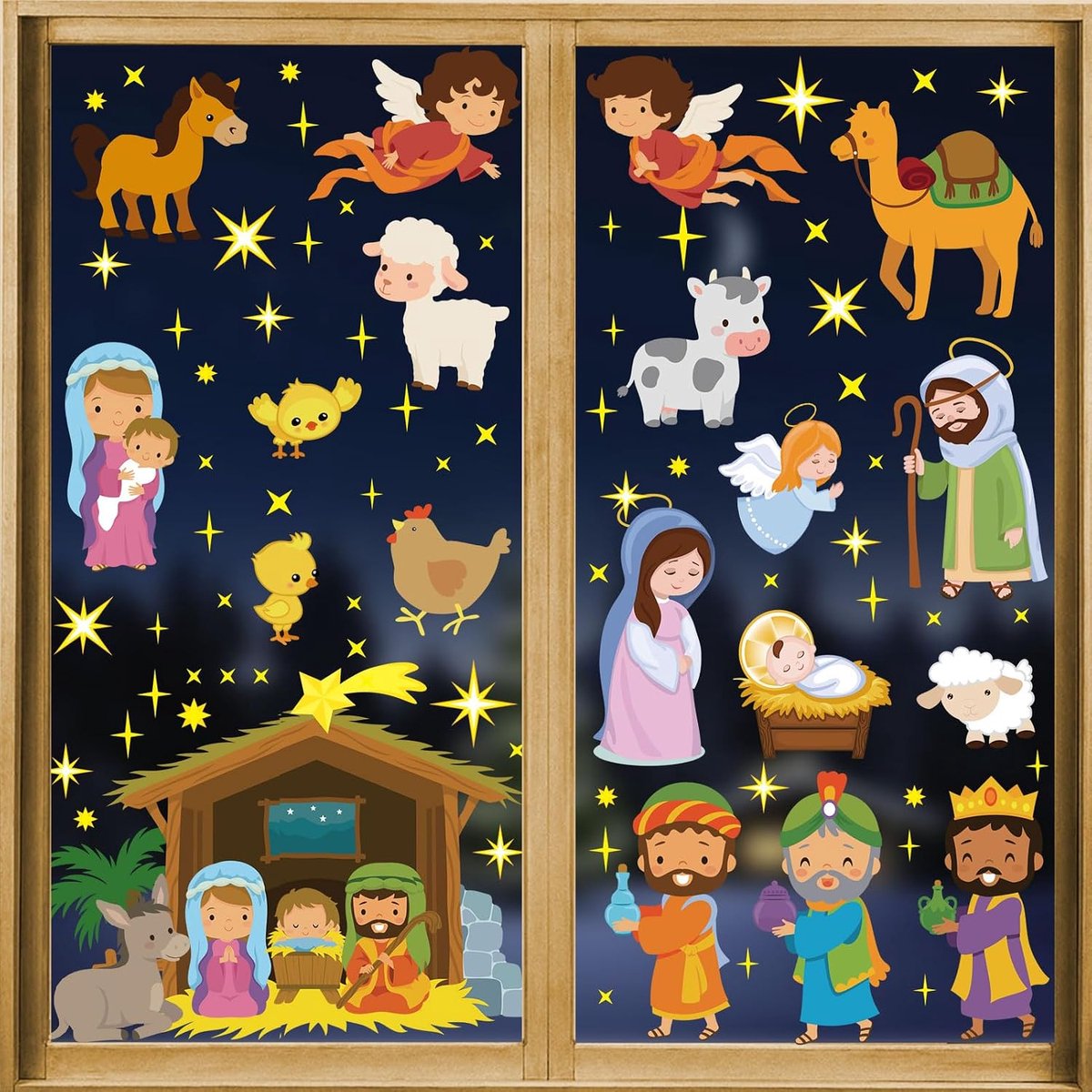 Raamstickers, Jezus religieuze decoratie, hechtstickers voor ramen, christelijke decoraties, C