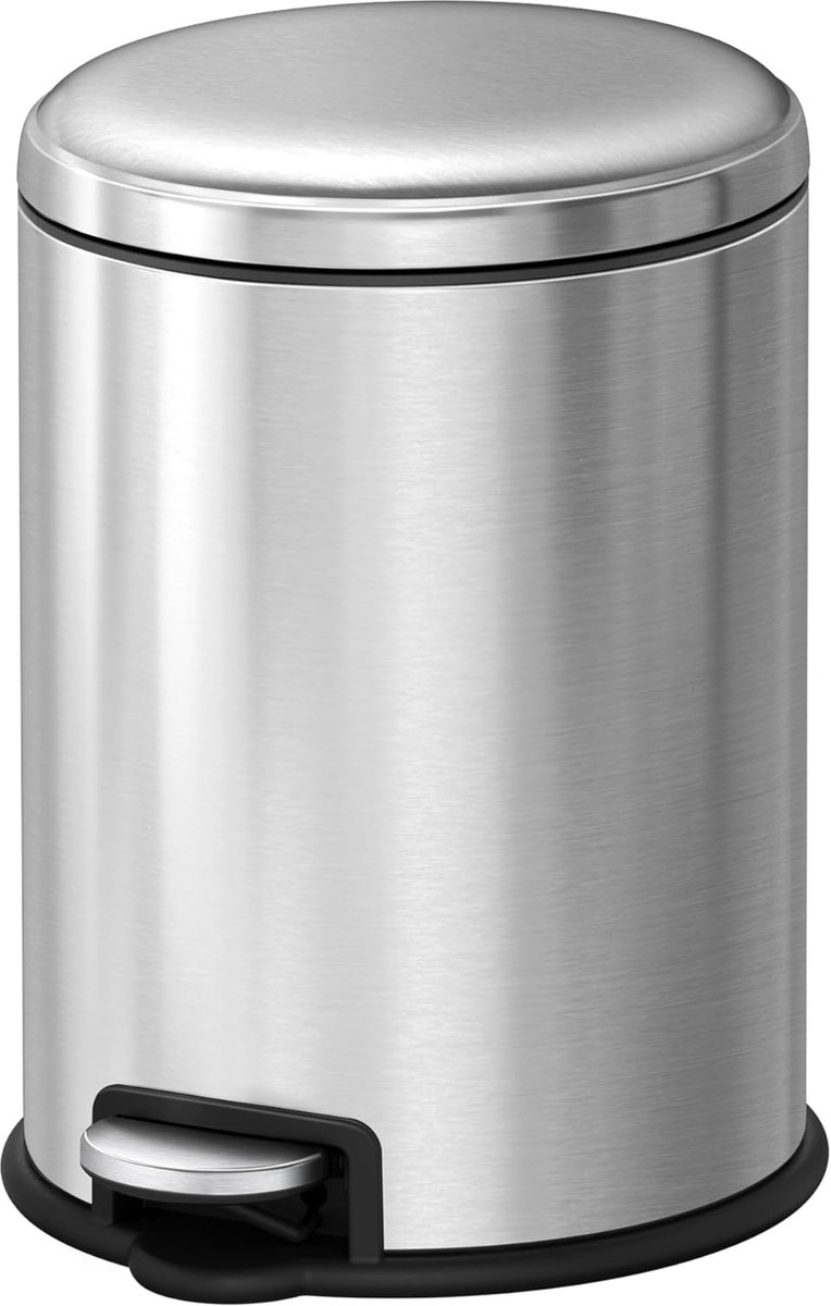 Ronde RVS Pedaloemmer 5 Liter met Softclose en Zakhouder