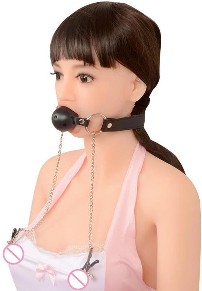 Gag ball met tepelklemmen - silicone - verstelbaar - voor spannende spelletjes - SnelShoppen