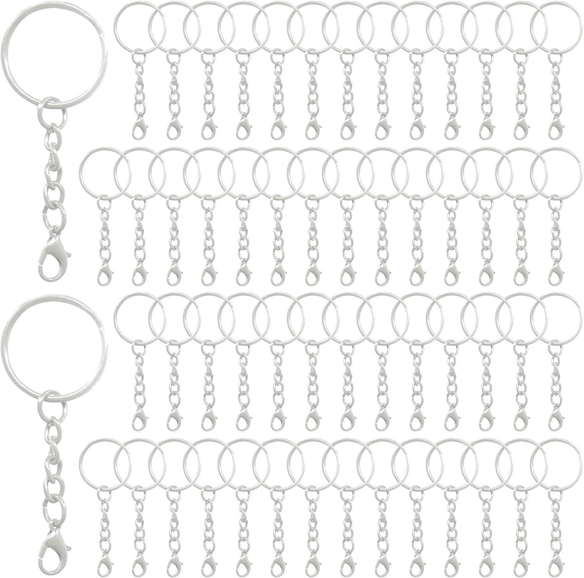 100 stuks sleutelhangers, ringen, 25 mm, voor knutselen, sieraden maken, Wit, 25mm