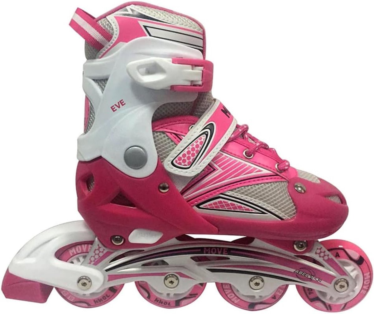 Inline skates junior 38-41 - roze/wit - semi-softboot sluiting - perfect voor beginners - SnelShoppen