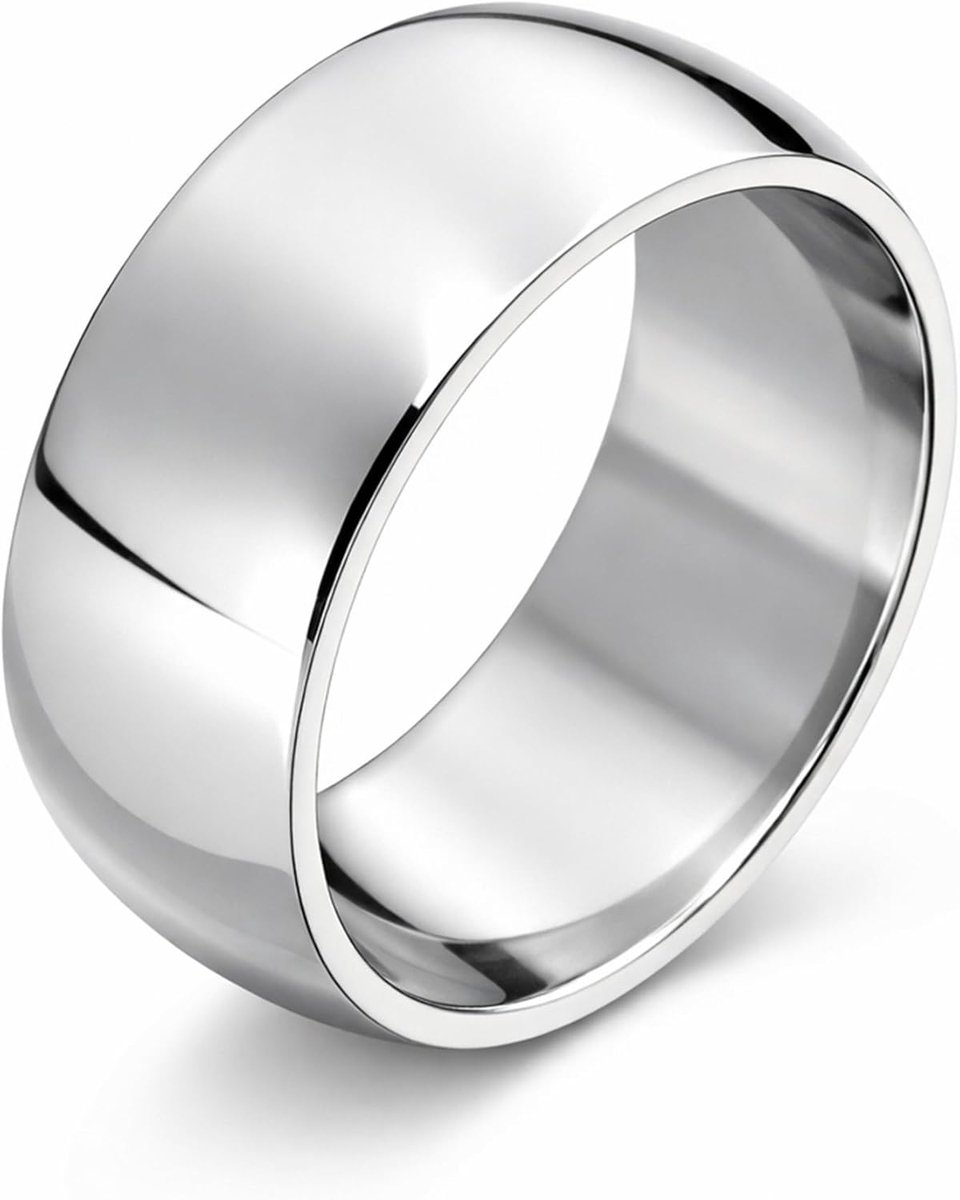 Meditoys · Ring van roestvrij staal voor dames en heren · bandring 8,10 of 12 mm breed · zilver mat/geborsteld of zilver hoogglans gepolijst