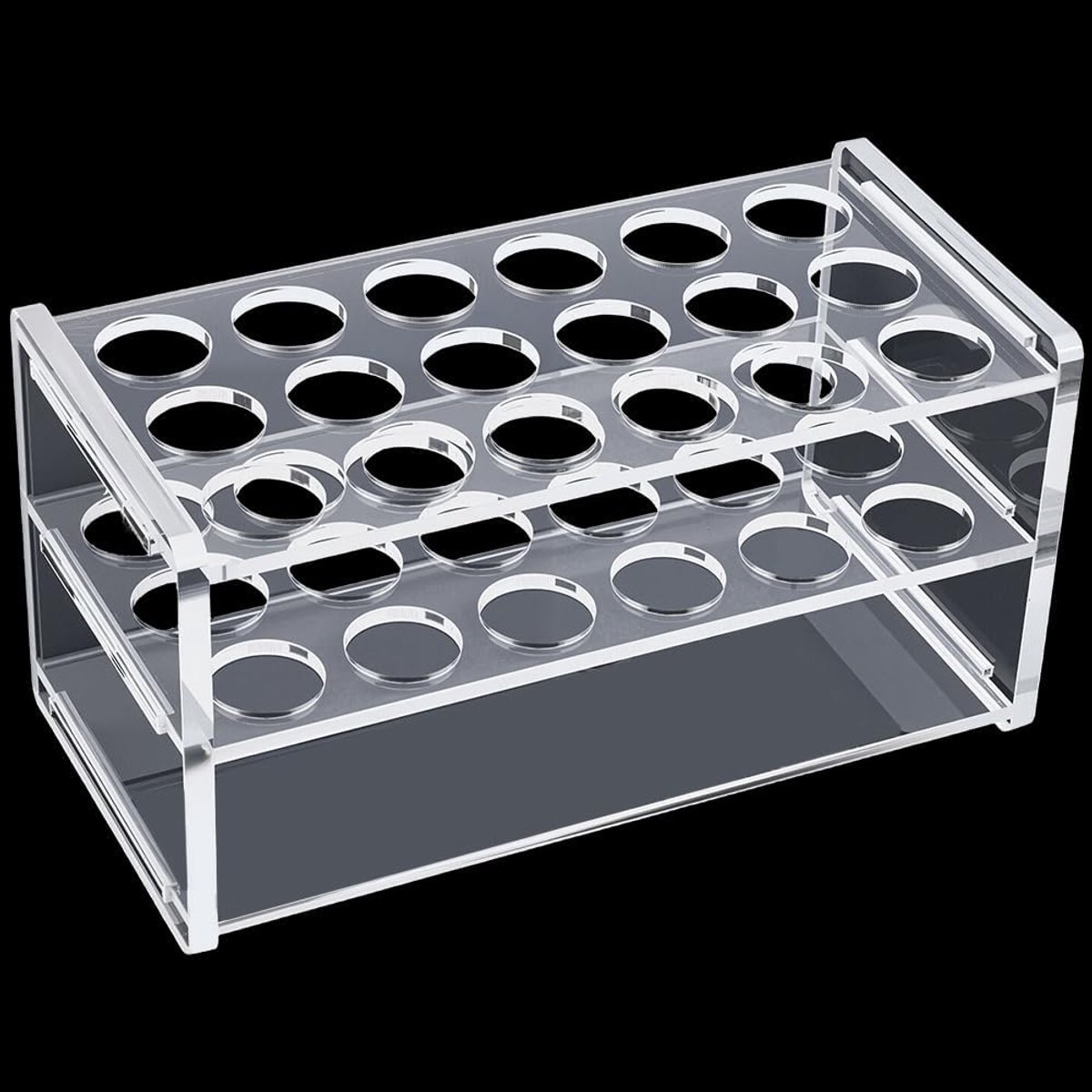 Reageerbuishouder van transparant acryl, 10/15 ml, 18 verdiepingen, 17 mm centrifugebuisjes, 3-laags, transparant, bureau-organizer voor tests van 10/15 ml