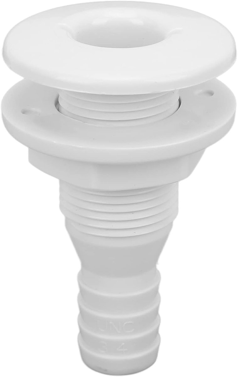 3/4 Inch Thru Hull Fitting voor Boten Marines ABS Plastic Slang Koppeling Afvoer Uitlaat Connector Accessoire (Wit)