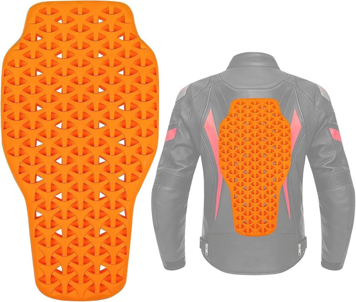 Rugbeschermer voor motorfiets, rugbeschermer, beschermers, uniseks, volwassenen, beschermers voor skiën, snowboarden, 42 x 23 cm, oranje