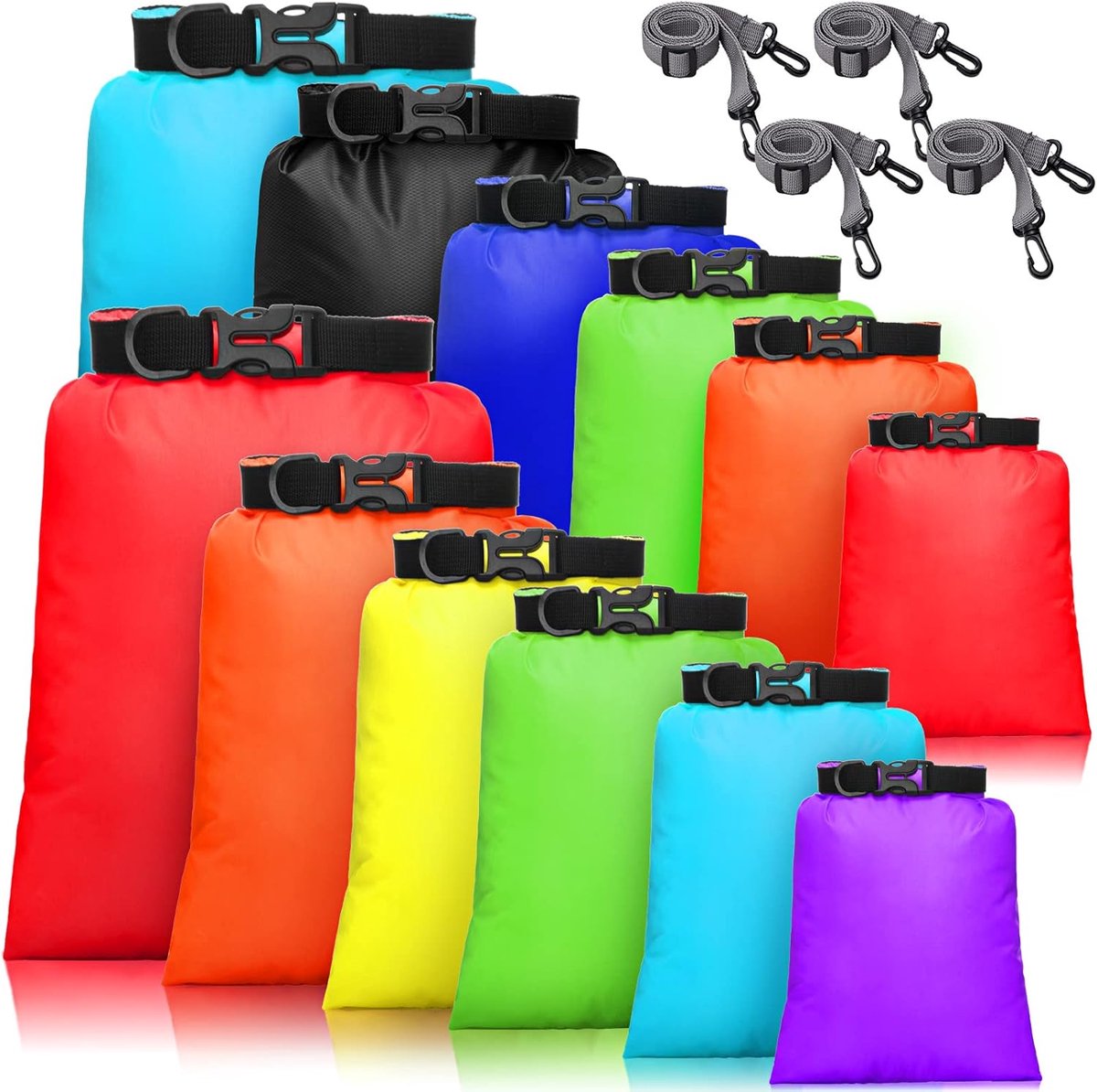 Waterdichte Dry Bag Set 6 Maten Lichtgewicht Zakken en Lange Verstelbare Schouderriem Outdoor Waterdicht Houden Gear Dry Bag Stuff Zakken voor Backpacken, Varen, Wandelen Camping
