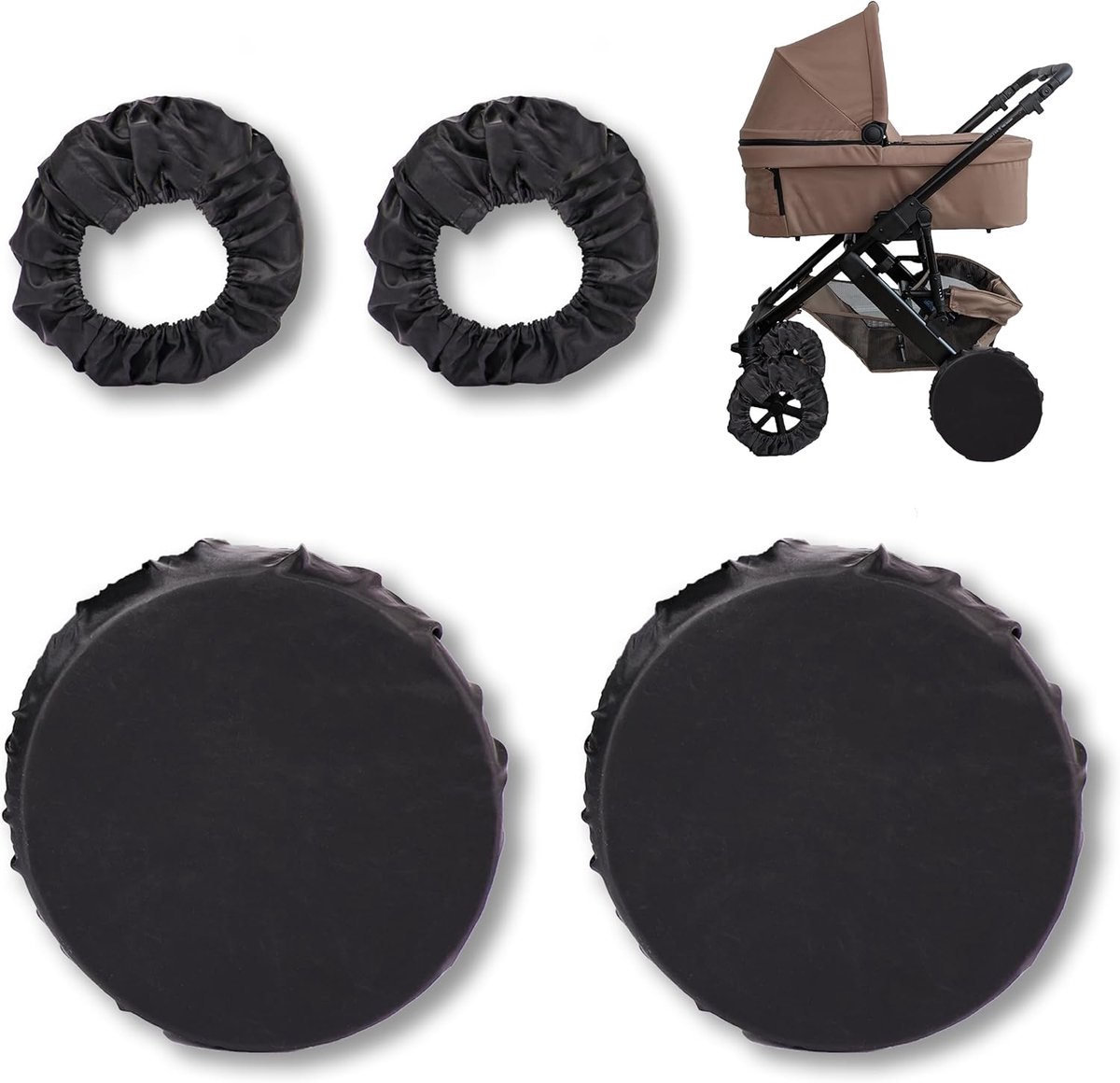 Kinderwagen wielenbeschermers 4x - universele hoezen - waterdicht - houdt auto en woning schoon - SnelShoppen