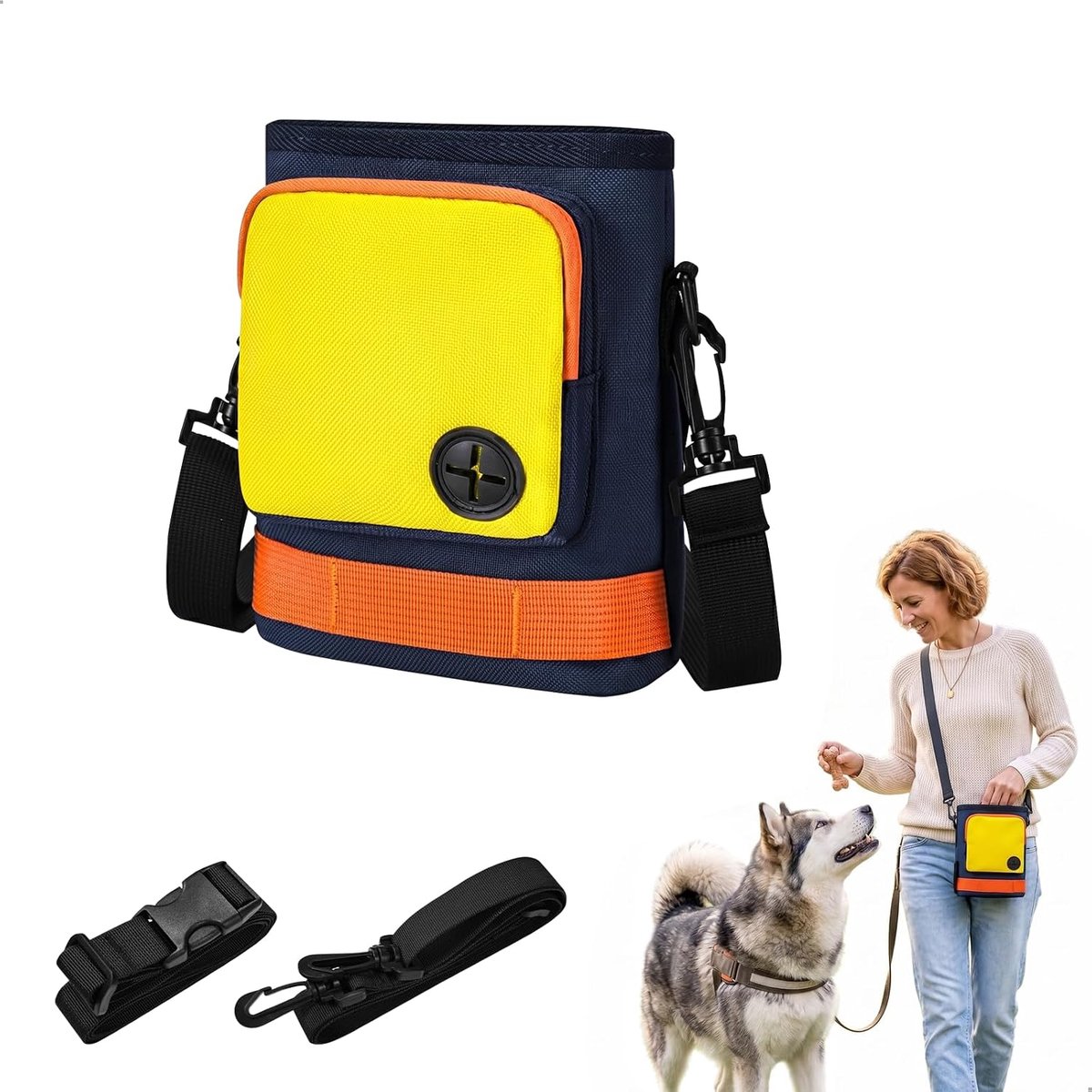 Snoepzak voor honden, traktatiezak voor honden, traktatiezak voor honden, training met poepzakdispenser voor voedsel, poepzakken, hondenspeelgoed, blauw