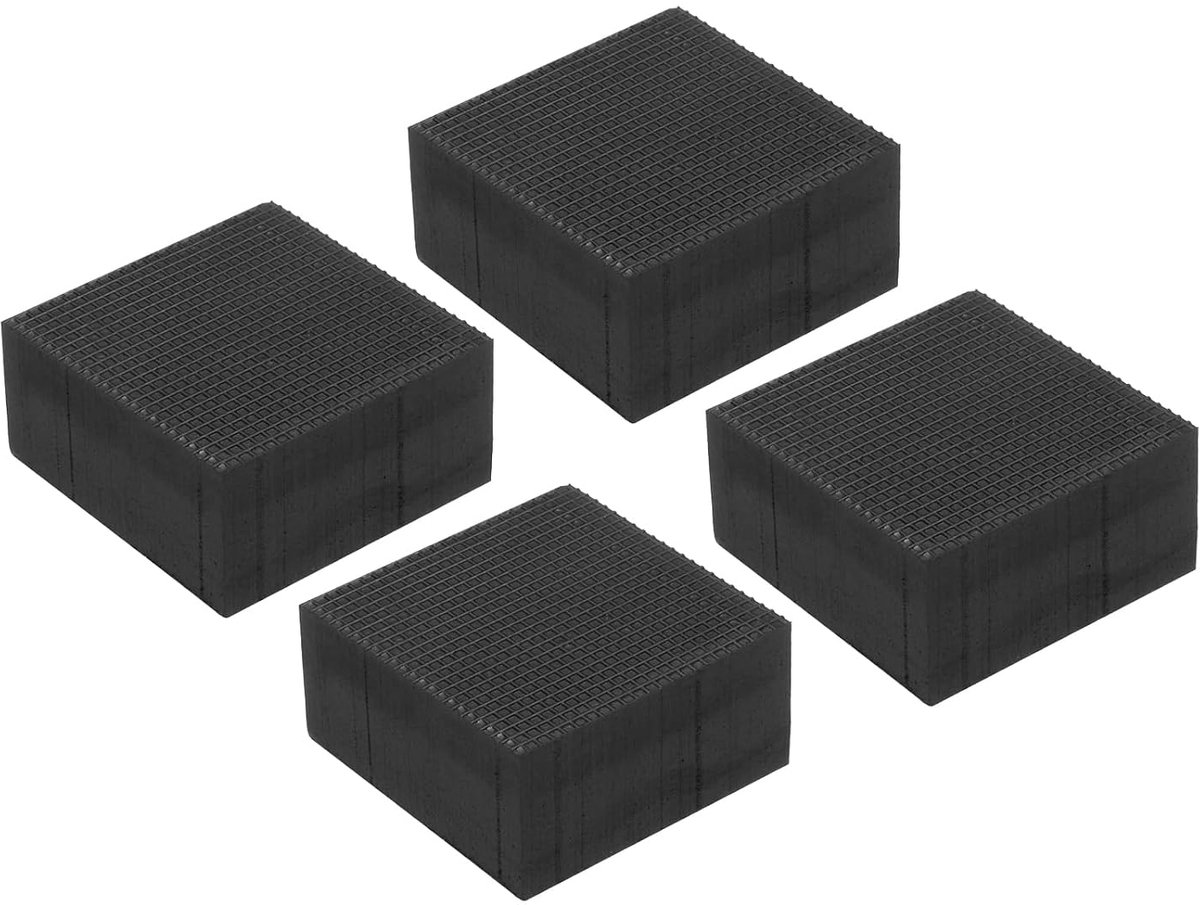 Anti-vibratiematten van rubber, 4 stuks, vierkant, 1,97 x 1,97 x 1 inch voor HVAC, airconditioning, compressoren, wasmachines, drogers, zwart