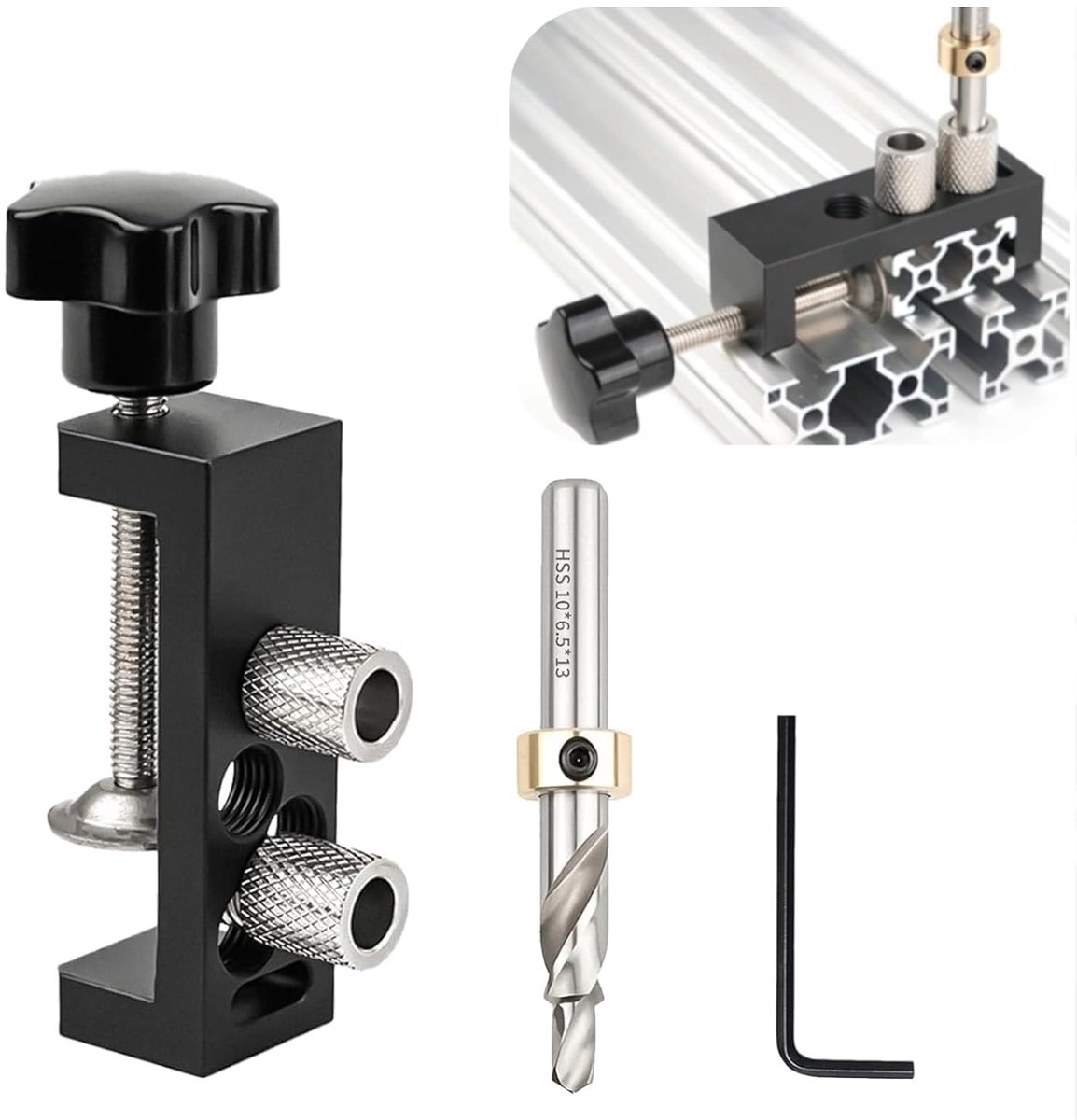 Kit, aluminium profielstansapparaat, M6 stansgeleiding, instelbare boorgeleiding, geschikt voor 2020/2040/3030/3060/4040 aluminium gaten