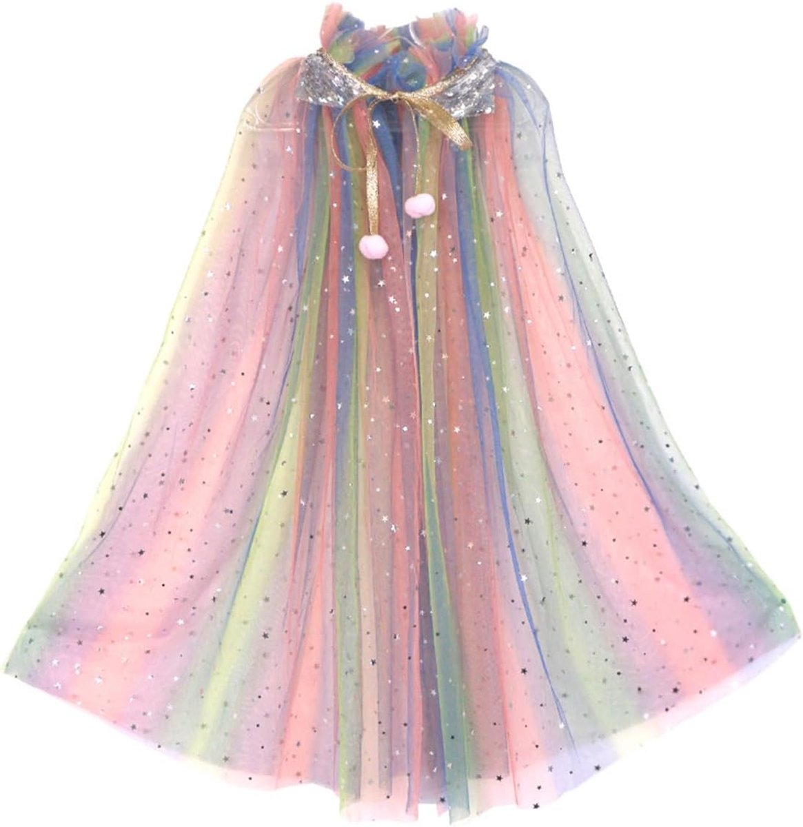 Sequins Princess Cape Fancy Dress Up Tulle Princess Cape Set voor Halloween Verjaardagsfeestje Cosplay