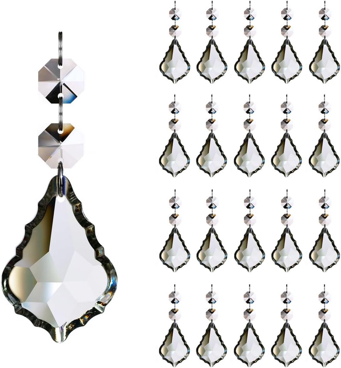 20Pcs Kristallen Kroonluchter Esdoornblad Prisma Hanger Vervanging Onderdelen 50mm | Opknoping kristallen glazen kralen voor kroonluchter bruiloft decoratie helder GOLDENHAITAI