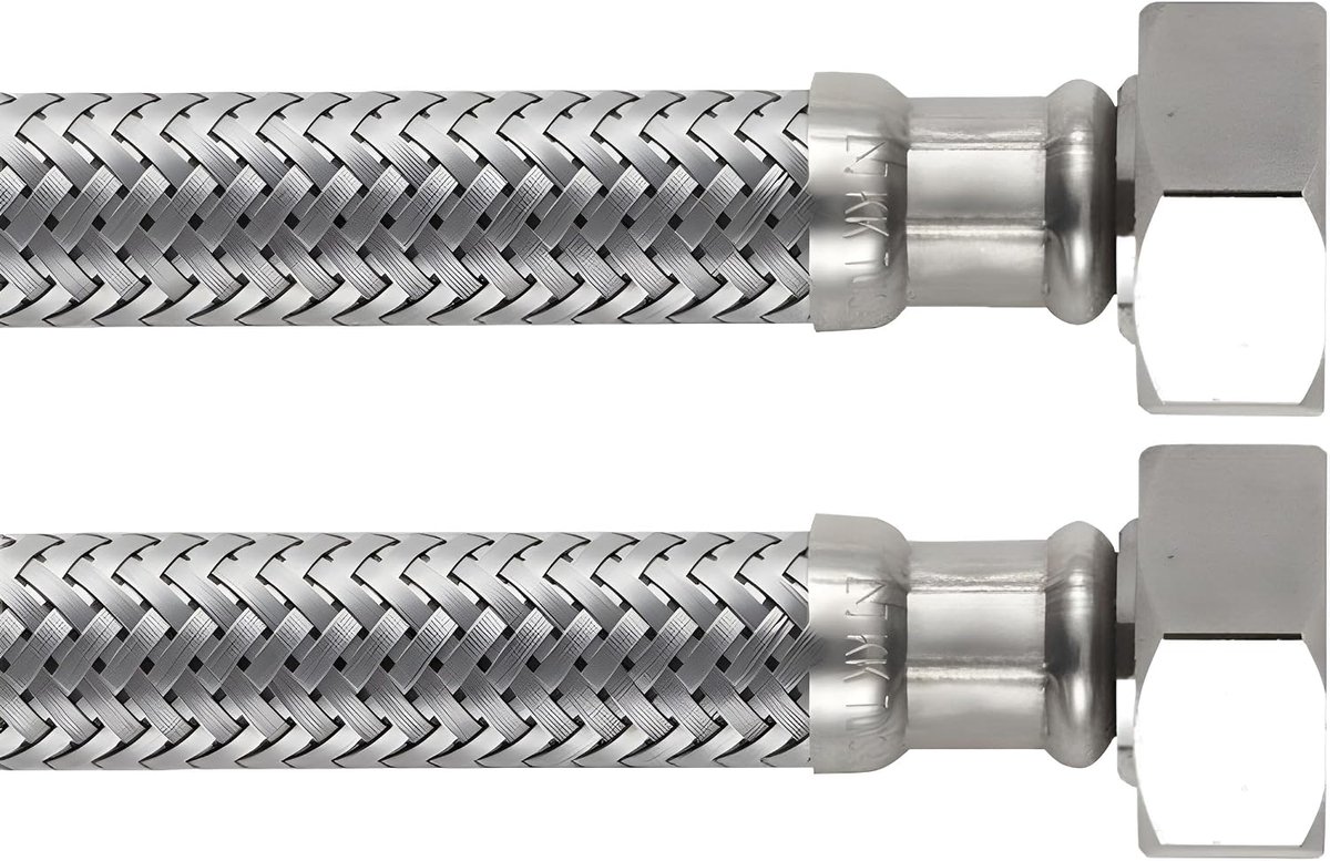 FF15 slang, voor sanitair, vrouwelijk, 15 x 21, lengte 300 mm, DN8, zilverkleurig