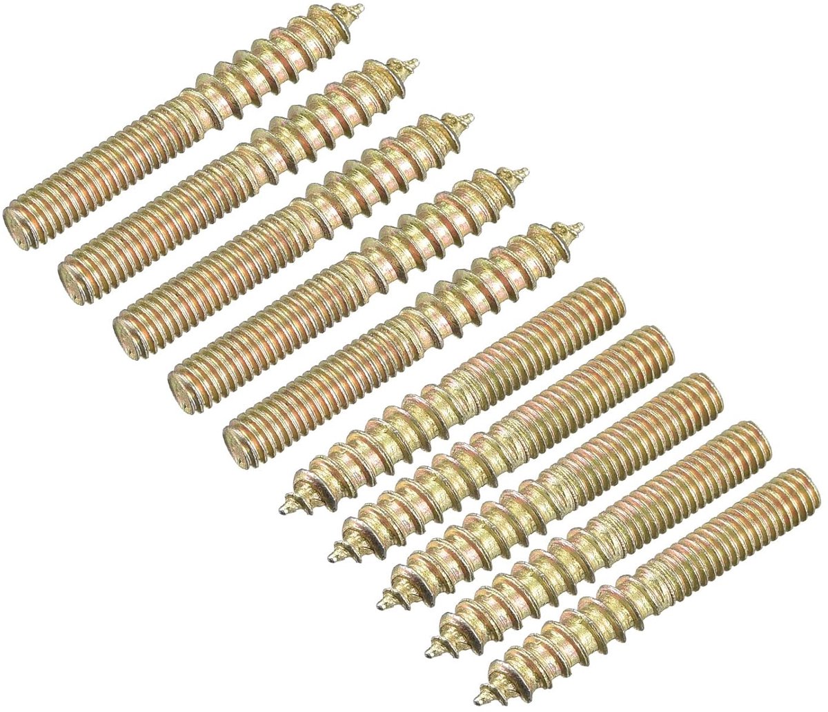 Sourcing map 24 stuks M4 x 30 mm stokschroeven dubbelzijdige schroefdraadstiftschroeven voor het verbinden van houten meubels