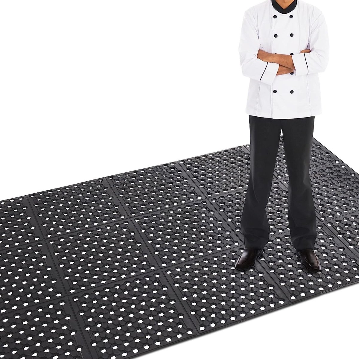 Rubbermat Ring Rubbermat Honingraatmatten Grote Rubber Entreematten voor buiten Antislip deurmat Geperforeerde deurmat Buitentapijt Antislipmat Vuilvangmat 90 x 210 cm