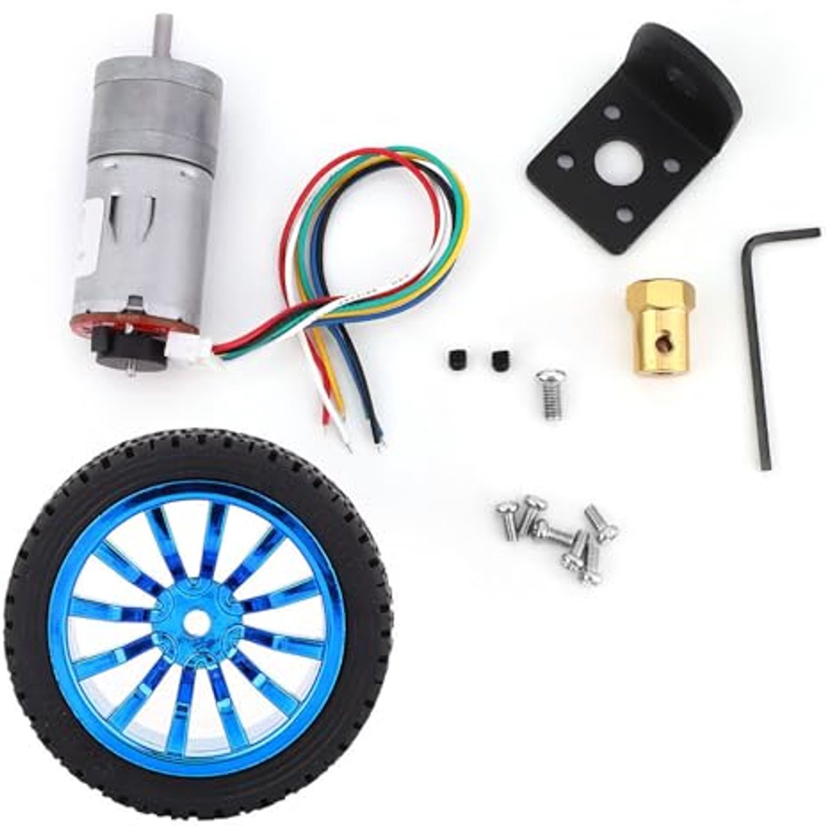 12V Encoder Transmissiemotor 200RPM met Houder 65mm Wiel, Smart Car Robot DIY Model