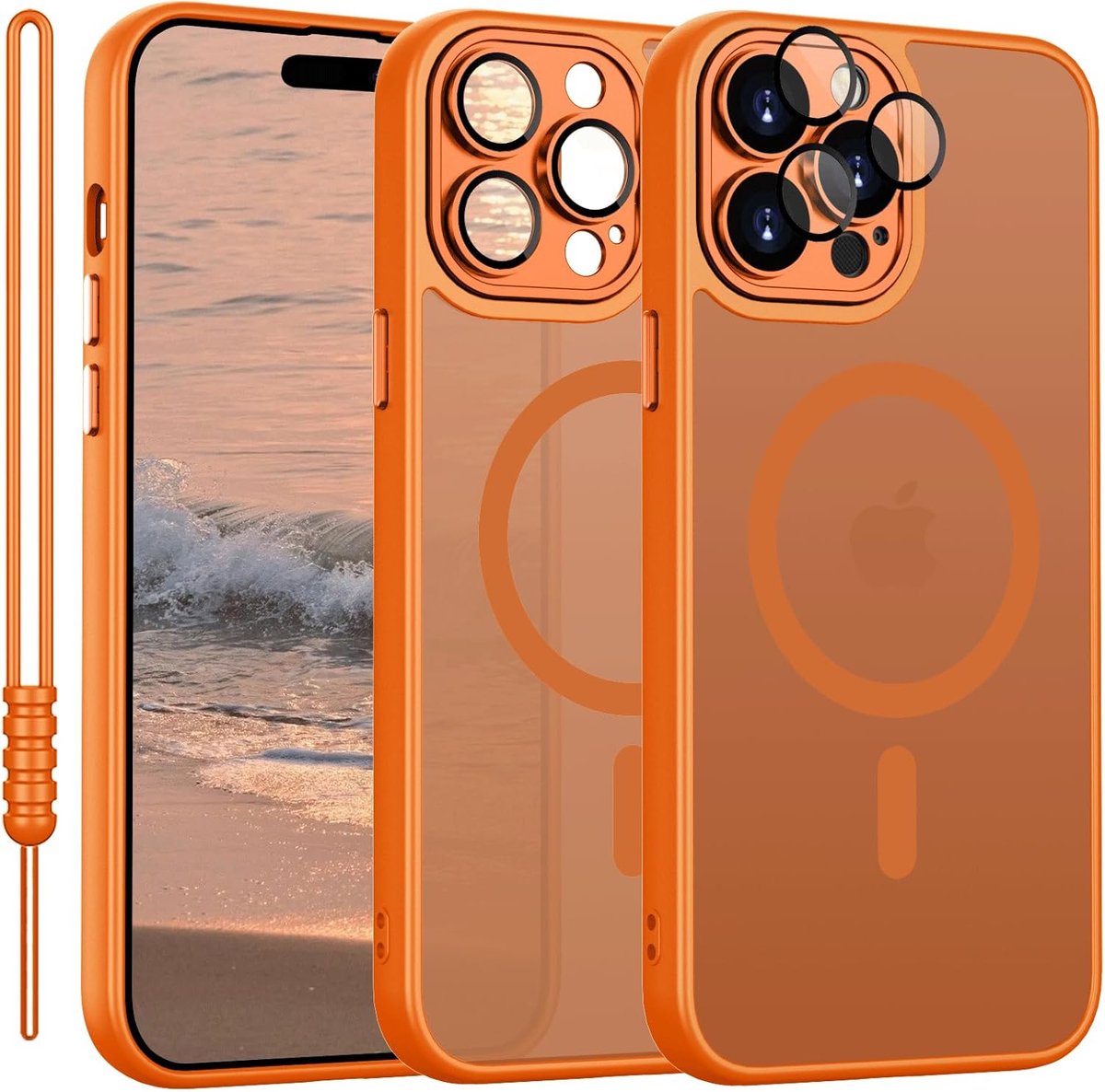 Hoes voor iPhone 15 Pro Max, compatibel met MagSafe, telefoonhoes voor iPhone 15 Pro Max, magnetisch, licht, dun, mat, touch camerabescherming, anti-vergeling, antislip, krasbestendig, schokbestendig