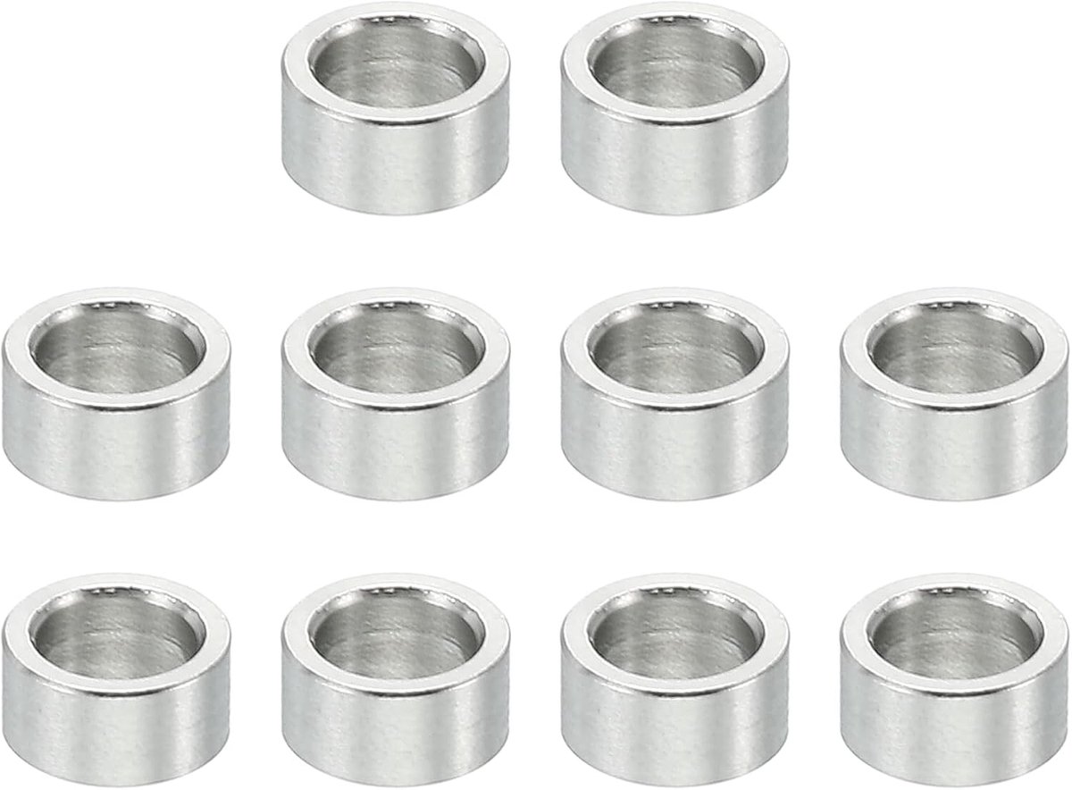 M4 roestvrijstalen afstandhouders, 10 stuks metalen afstandhouders roestvrij staal 4,1 mm ID x 6 mm OD X3 mm L roestvrijstalen afstandhouders schroef afstandhouder ronde voor 5/32" of M4