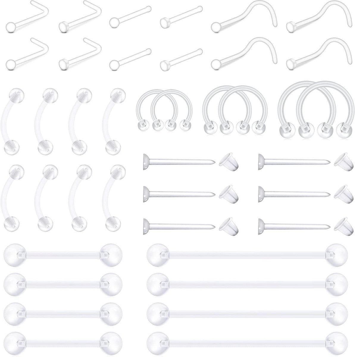 Incaton 14/16G Helder Tragus Neus Retainer Kraakbeen Helix Daith Oorbellen Boiflex Acryl Septum Wenkbrauw Lippenringen Industriële Piercing