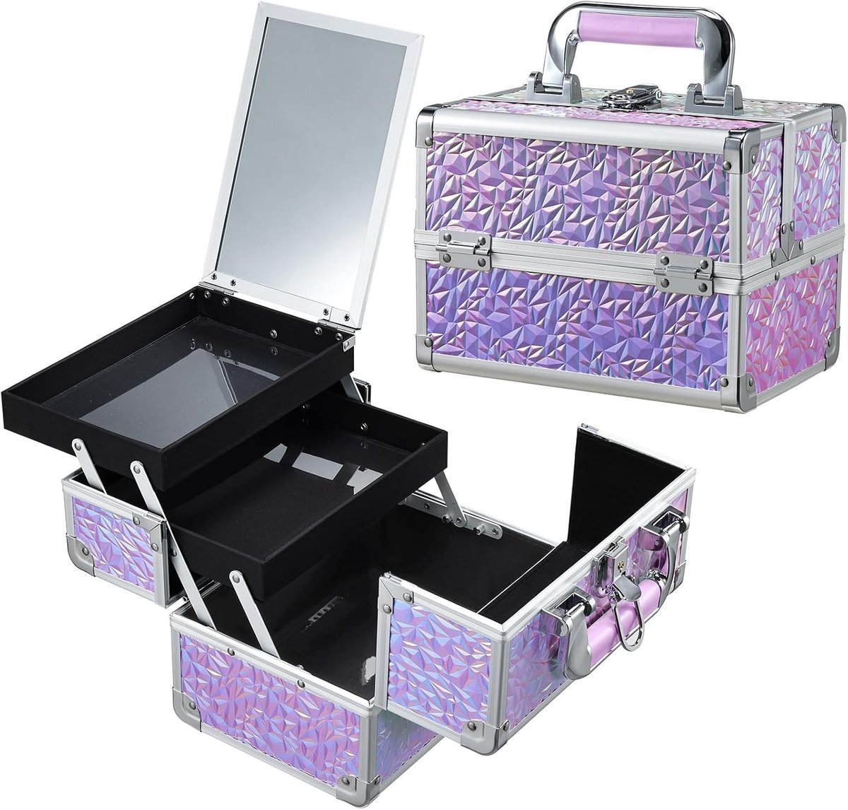 Schminkkoffer, make-up koffer, aluminium beauty case, kapperskoffer, nagelkoffer, makeup organizer, koffer met slot, sieradenkoffer, beauty koffer