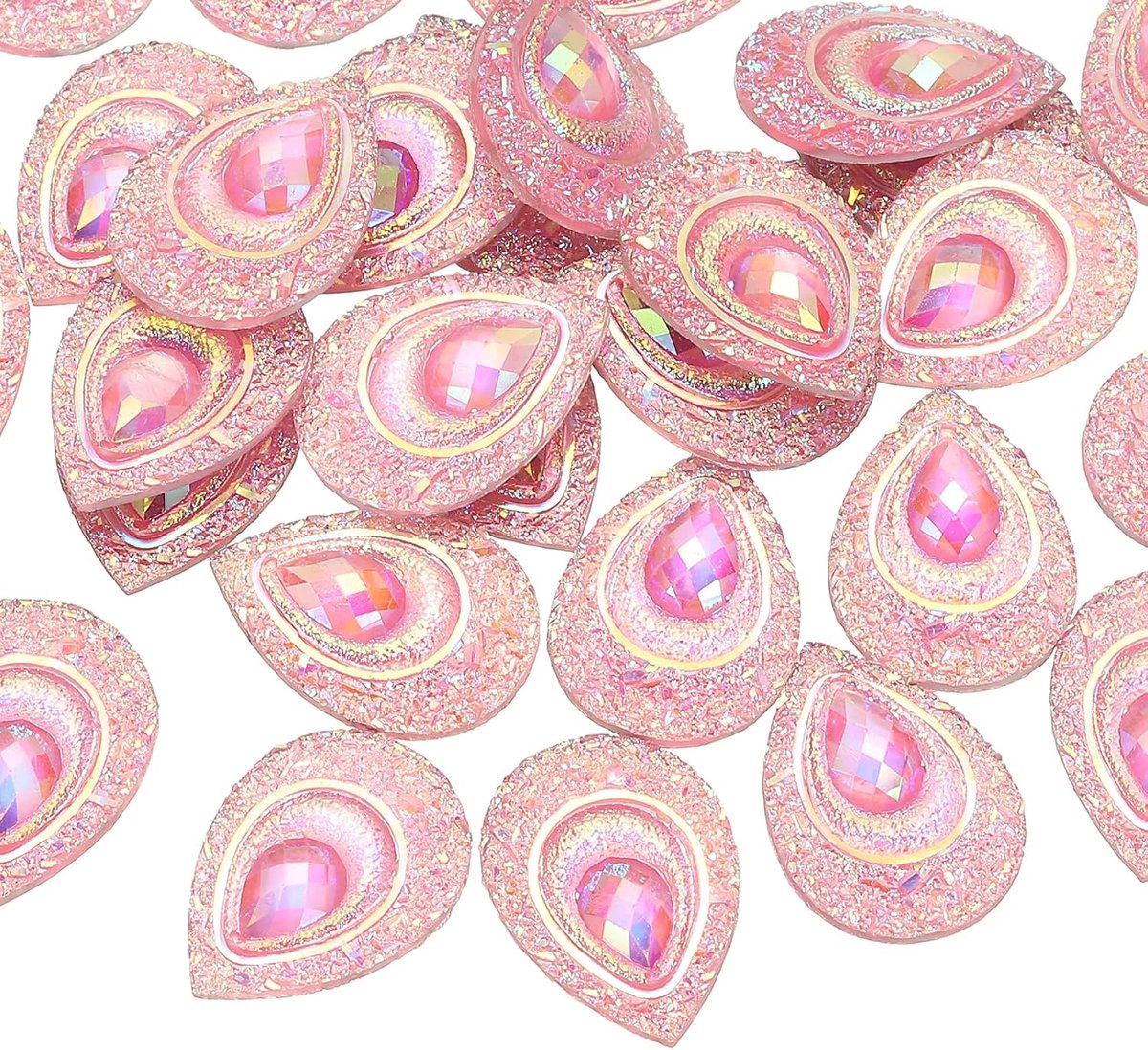 Paardenoog Steentjes, 18 x 25 mm, 30 stuks, traandruppel, naai op strass steentjes, pauw oog platte achterkant waterhars edelstenen voor doe-het-zelf knutselen decor kleding schoenen tassen