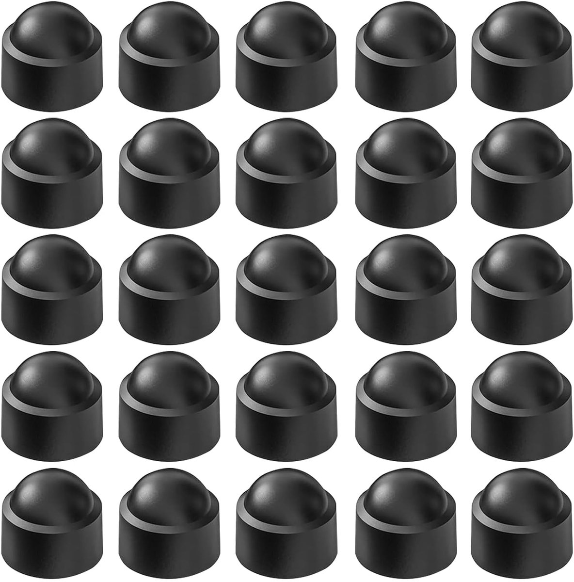 25 stuks M8 ronde zeskantbeschermkappen, schroeven kunststof kappen, voor schroeven en moeren, zwart