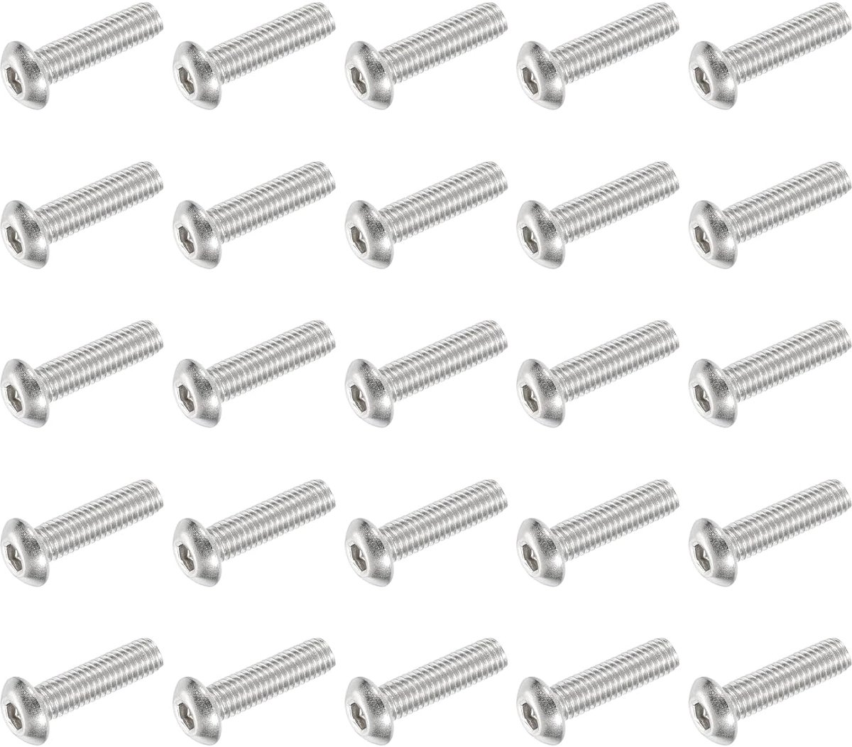 Schroefdraadschroeven met binnenkop, 25 stuks, #10-32 UNF x 3/4 inch, 304 roestvrij staal, zeskantige aandrijving, volledige schroefdraad, machineschroeven voor meubels, waterpomp, verlichting