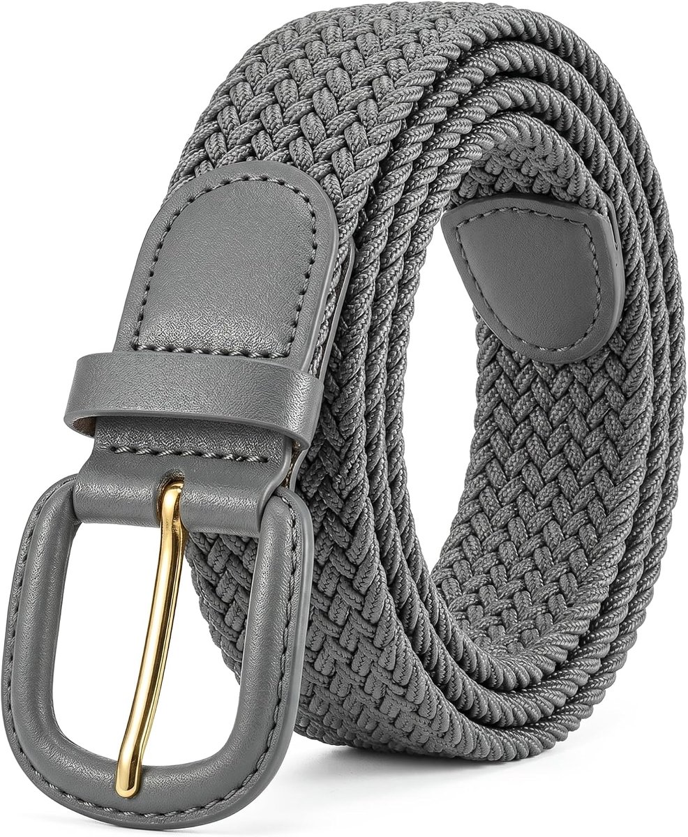 30 mm stretchriem voor heren in 6 maten, elastische stof, geweven gevlochten riem met leren gesp, 6 kleuren, maten S-3XL