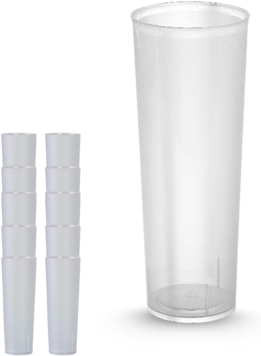 Set van 10 herbruikbare bekers 33cl – Stijve PP bekers BPA-vrij | Vaatwasser |Onbreekbare cilindrische bekers voor dranken