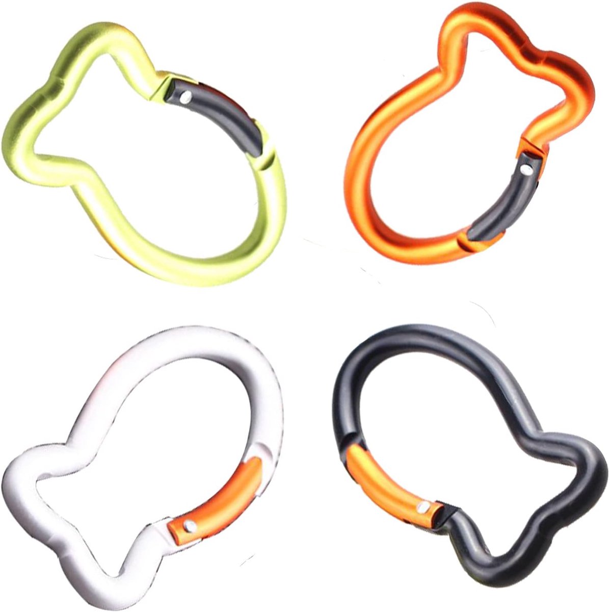 4 stuks visgraatvorm sleutelhanger clips mini karabijnhaak - 3 inch aluminium duurzame snelsluiting automatische vergrendeling veerbelast voor thuis camper kamperen vissen wandelen reizen en sport