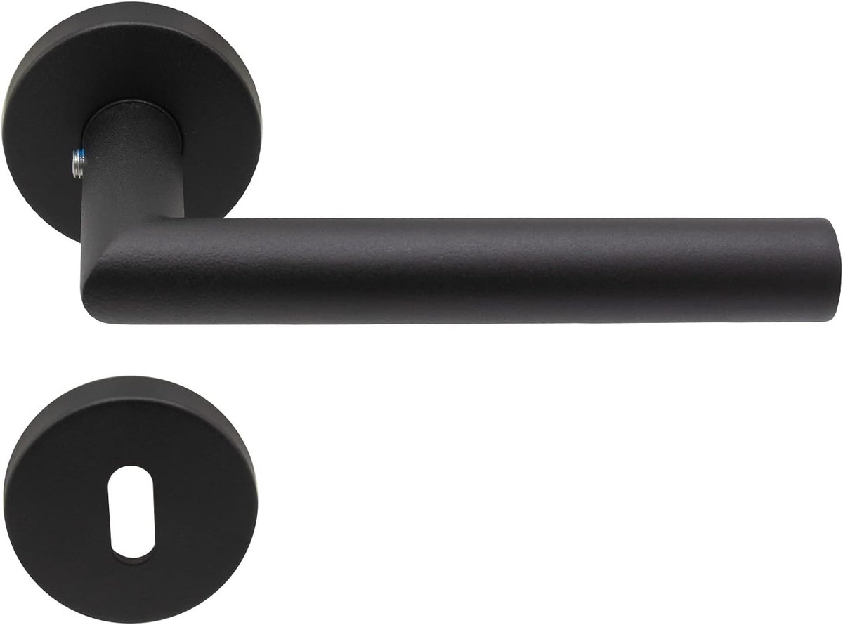 Solutions Deurkrukset RVS Zwart 15,50 x 19,50 cm Rond Rozet Sleutelgat Binnendeur