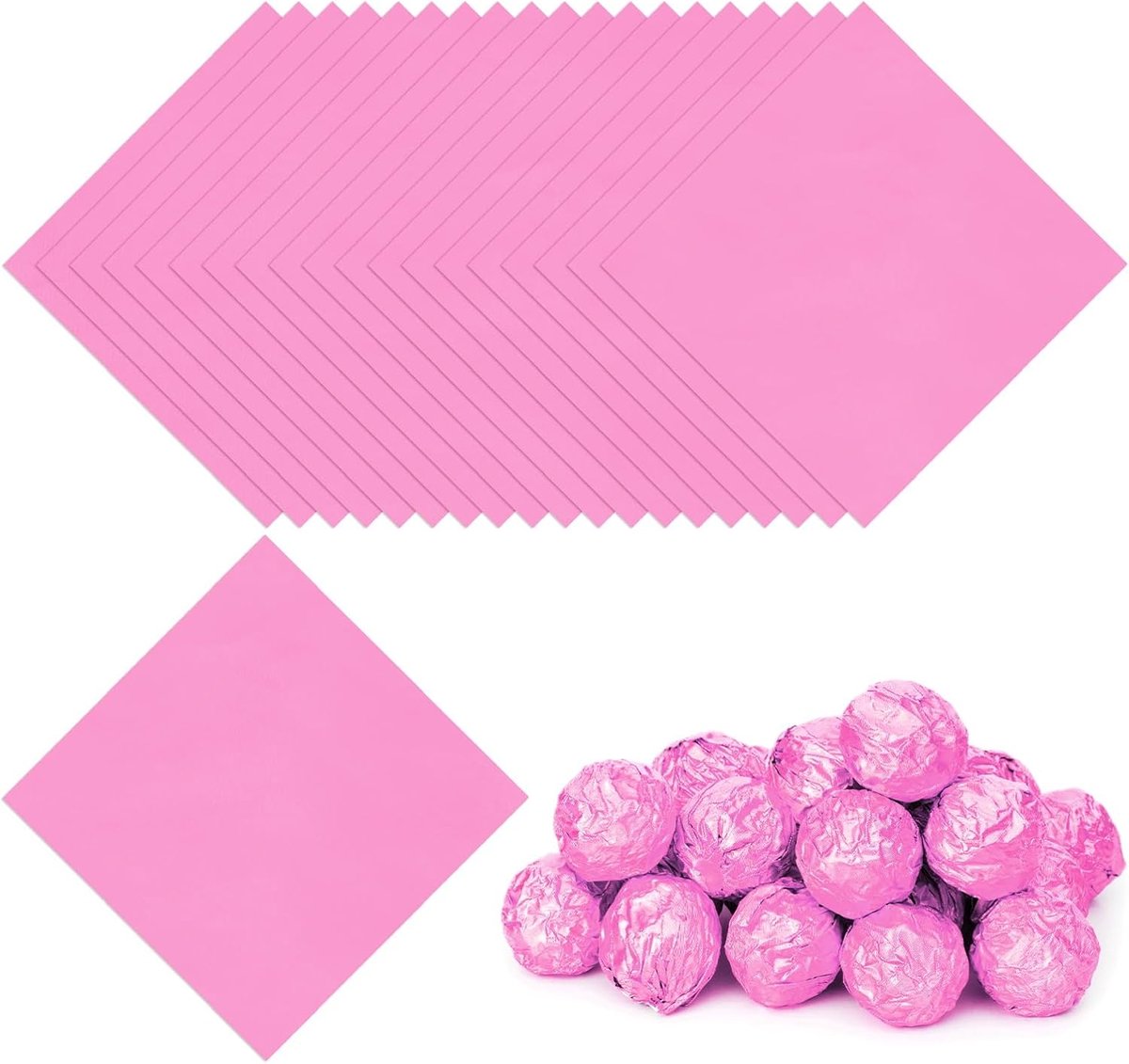 Folie Snoepwikkels 15,5 x 100 cm, 100 stuks vierkant glanzend aluminiumfolie snoep inpakpapier voor doe-het-zelf chocolade snoep verpakking decoratie, roze