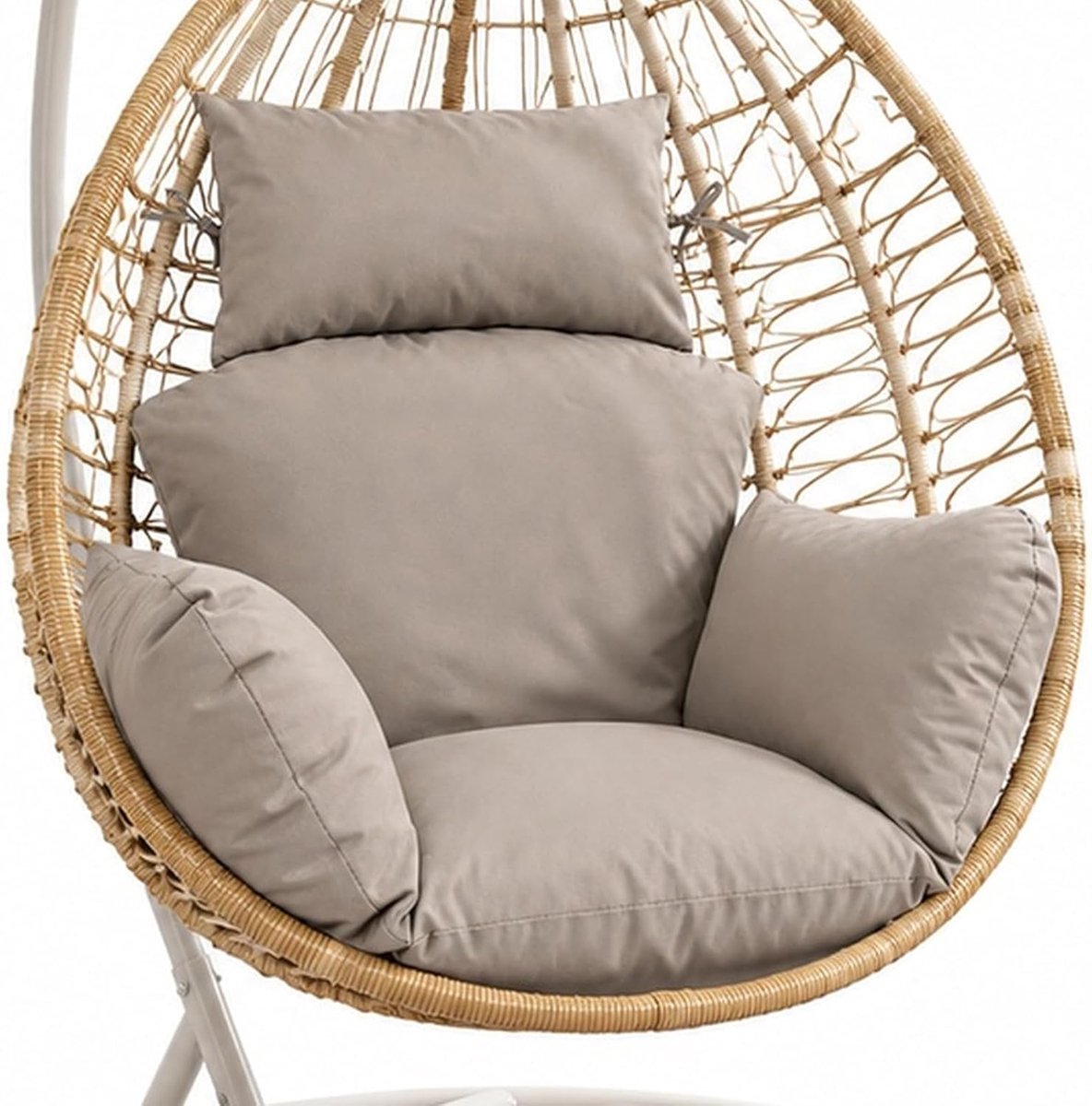 Kussen voor hangstoel, schommelstoel buiten, modern, polyester, zitkussen, zacht, waterdicht, vervangend kussen voor balkon en tuin, kussen met hoofdsteun voor rotan hangstoel