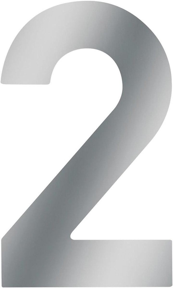 Huisnummer 2 - roestvrij staal - 120 mm - 3D-design - goede leesbaarheid - individuele combinatiemogelijkheden/etikettering/cijfers/huisdeur/huismuur/tuinpoort / 424017
