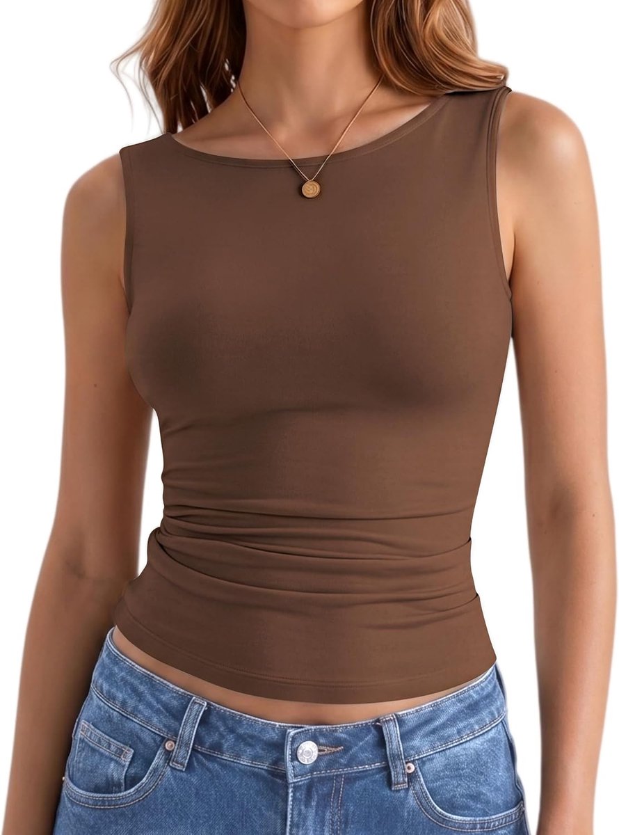 vest tops UK boothals mouwloze tanktop dames basic zomer tops slim fit uitgaan top rekbaar hemdje zacht ademend casual mode vesten voor gelaagdheid effen kleur ondershirts
