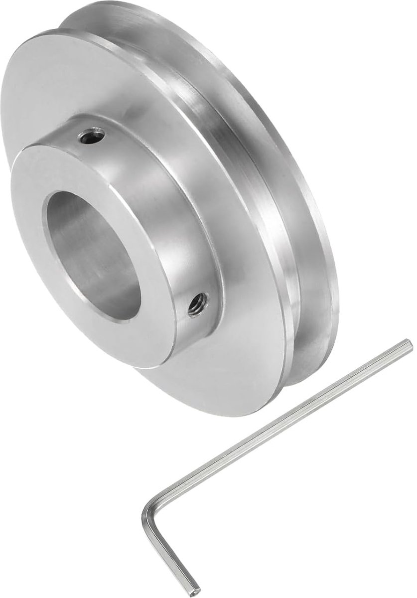 – [boring 20 mm x buitendiameter 60 mm] riemschijf V-band van aluminiumlegering voor ronde PU-riem van 6 mm voor verschillende configuraties overdracht