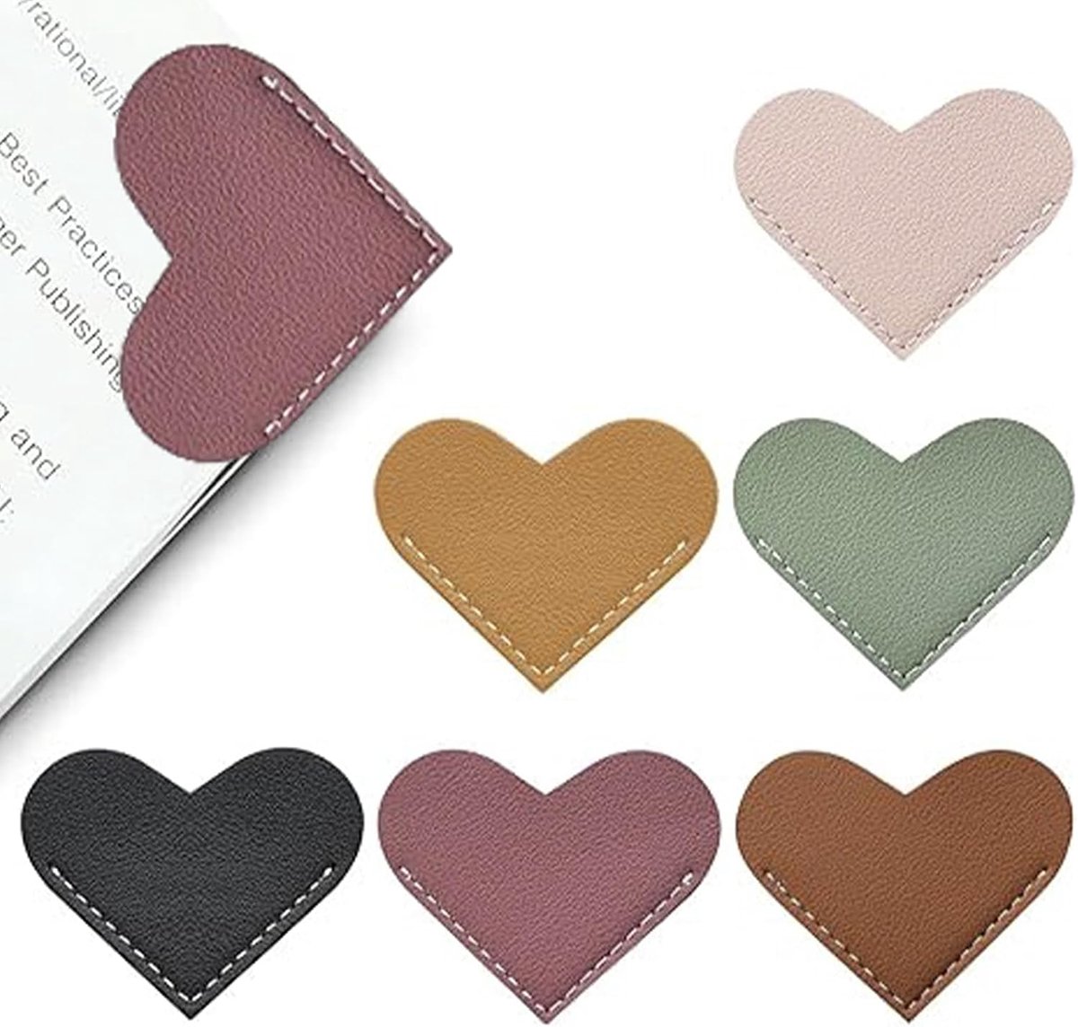6 stuks bladwijzers, gepersonaliseerde bladwijzers, lederen bladwijzers, schattige hartbladwijzers, hoekbladwijzers, hoekbladwijzers, kleurrijke boekenzijhoeken, boekaccessoires, voor studenten