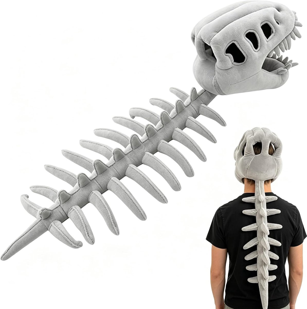 Skeletkostuum, Diinosnug, Diinoskelet Om Aan Te Trekken | Diinoskeletkostuum, Diino-Kostuum, Realistisch Diinosaurus-Skeletkostuum, Cartoon-Hoofddeksel