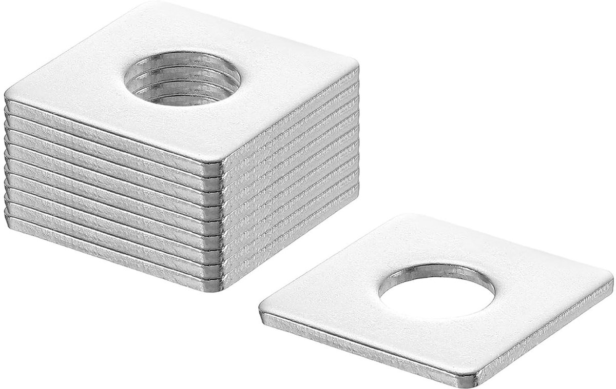 Vierkante sluitringen, M16 x 40 x 40 x 3 mm, 304 roestvrij staal, afdichtringen, zilverwit, vierkante schijven, platte sluitringen voor schroeven, moeren, schroefdraadstang