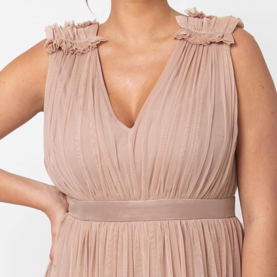 Deluxe Dames Maxi Jurk Met Ruche V-hals Mouwloze Hoge Rijk Taille Lange Voor Prom Gast Bruiloft Bruidsmeisje dames Bruidsmeisjesjurk van Deluxe — afbeelding 4