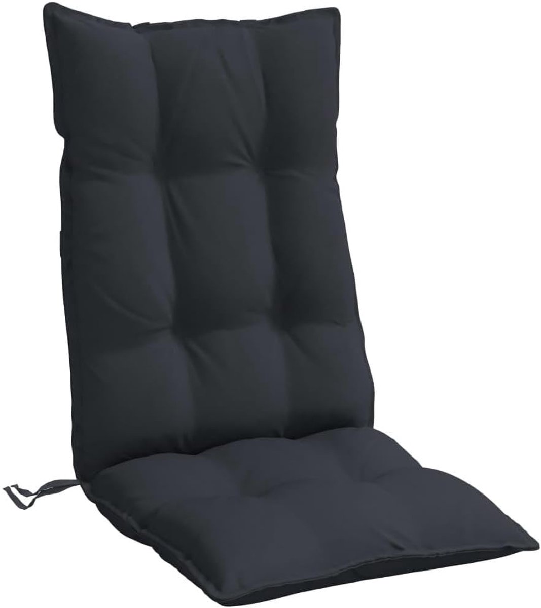 Kussens met hoge rugleuning, 6 stuks, zwart Oxford-weefsel, zitkussen voor tuinmeubelen, waterafstotend, gevuld met PP-holle vezels, antislip door koorden en elastiek