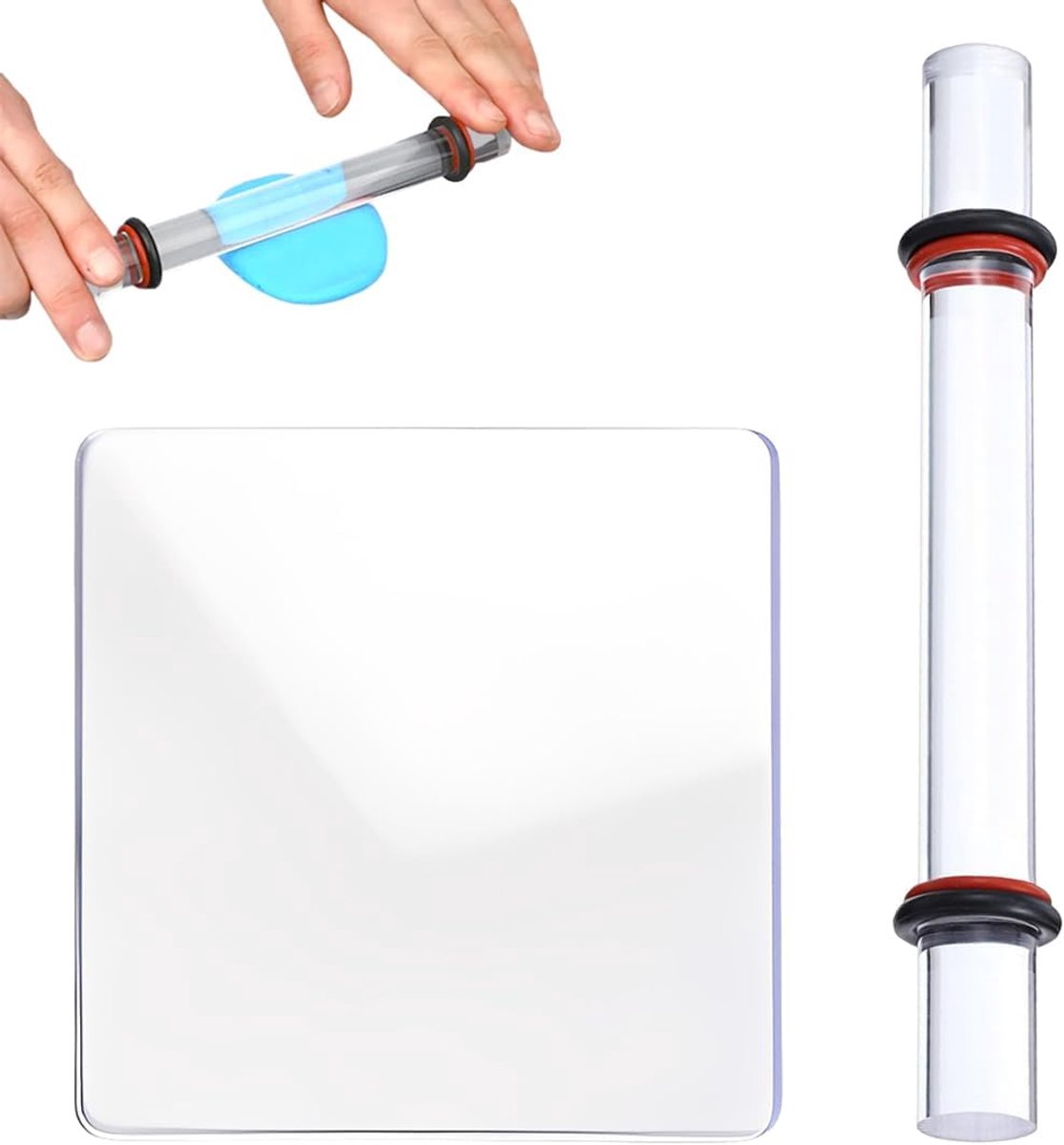 2 delige acrylklei rol, transparant polymeerklei gereedschap, 1 polymeer acryl staaf, accessoires voor massieve acrylklei, 1 transparant acryl vel